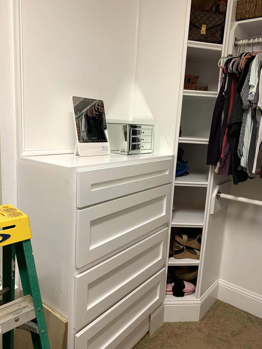 Custom closet drawers and built-in storage
