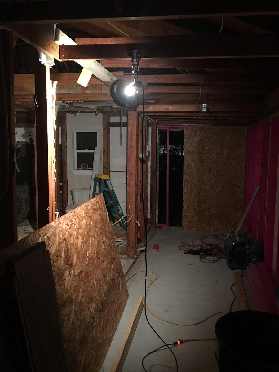 Garage conversion framing in progress